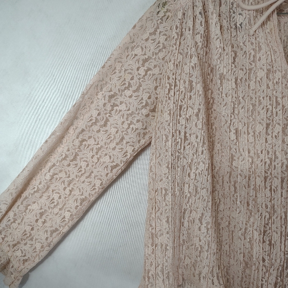 Vintage 70s Discovery Women's Light Pink Lace Plus Size Top Size 16 Coquette - Picture 2 of 6